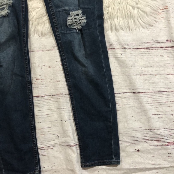 Cheap Monday Distressed Knee Dungaree Carbon Blue Denim Overalls - Picture 14 of 16